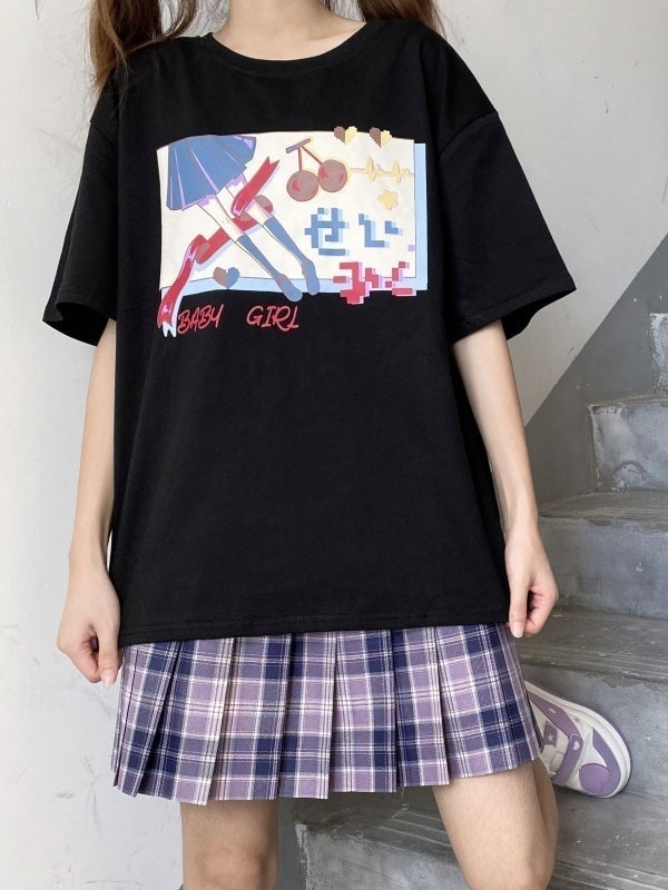 【新品開催 】ロリータコルセット女性用ブラックジュエルネック半袖ポリエステルTシャツ