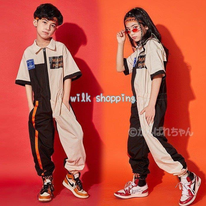 キッズダンス衣装 女の子 男の子 オーバーオール 半袖 ツナギ 子供 イベント 衣装 つなぎ キッズ つなぎ服 ジャズダンス ダンスパンツ