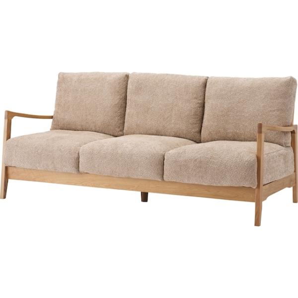 オークとブークレ生地とフェザーのシンプルモダンな3人掛ソファ 3シーター form モダン 北欧 リビング ソファ 3人掛