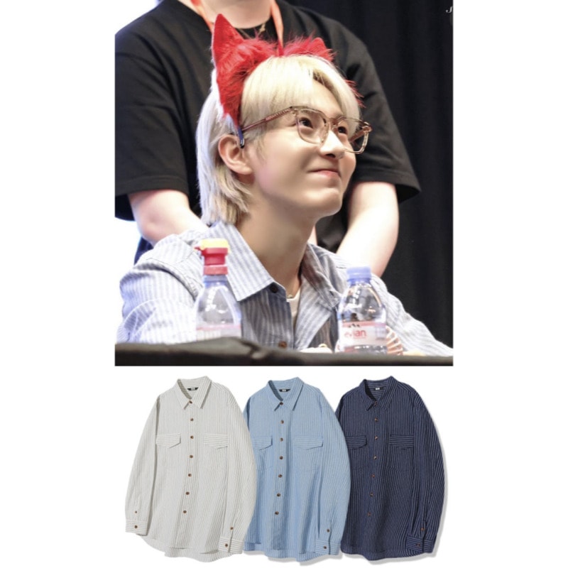 【NCT DREAM RENJUN着用】RESORT ORGANIC STRIPE OVERFIT SHIRTオーバーサイズシャツ