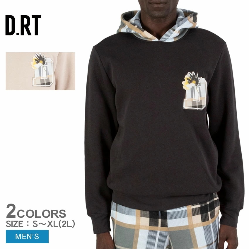 D.RT UNIVERSITY SWEATSHIRT USE0338 メンズ ウエア トップス スエット フード チェック タータン シンプル カジュアル 長袖 おしゃれ タウンユース