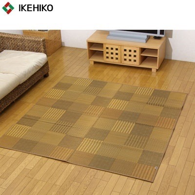 イケヒコ・コーポレーション 純国産 い草花ござカーペット 『京刺子』 ベージュ 江戸間2畳（約174×174cm） 4110602 【送料無料】