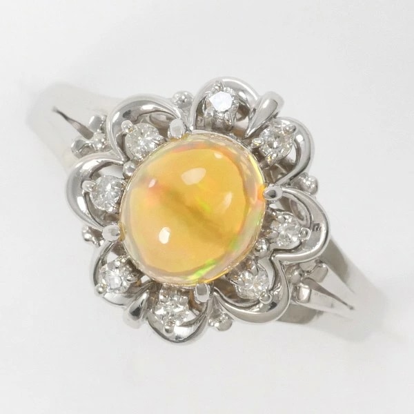 PT900 プラチナ リング 12号 ファイヤーオパール 1.31 ダイヤ 0.09 中古