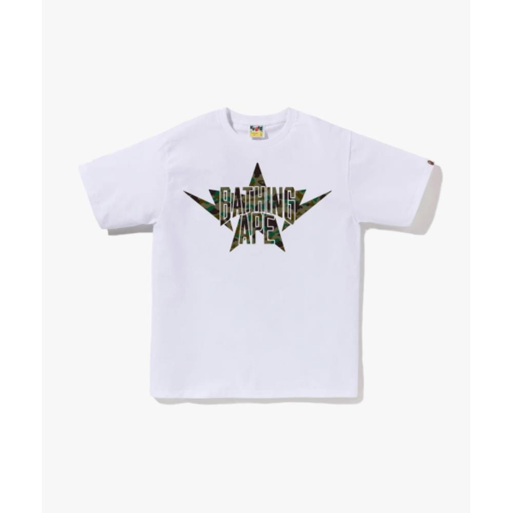 BAPE First Camo Twin Star NYC T-Shirt M WHITEGREEN 001TE