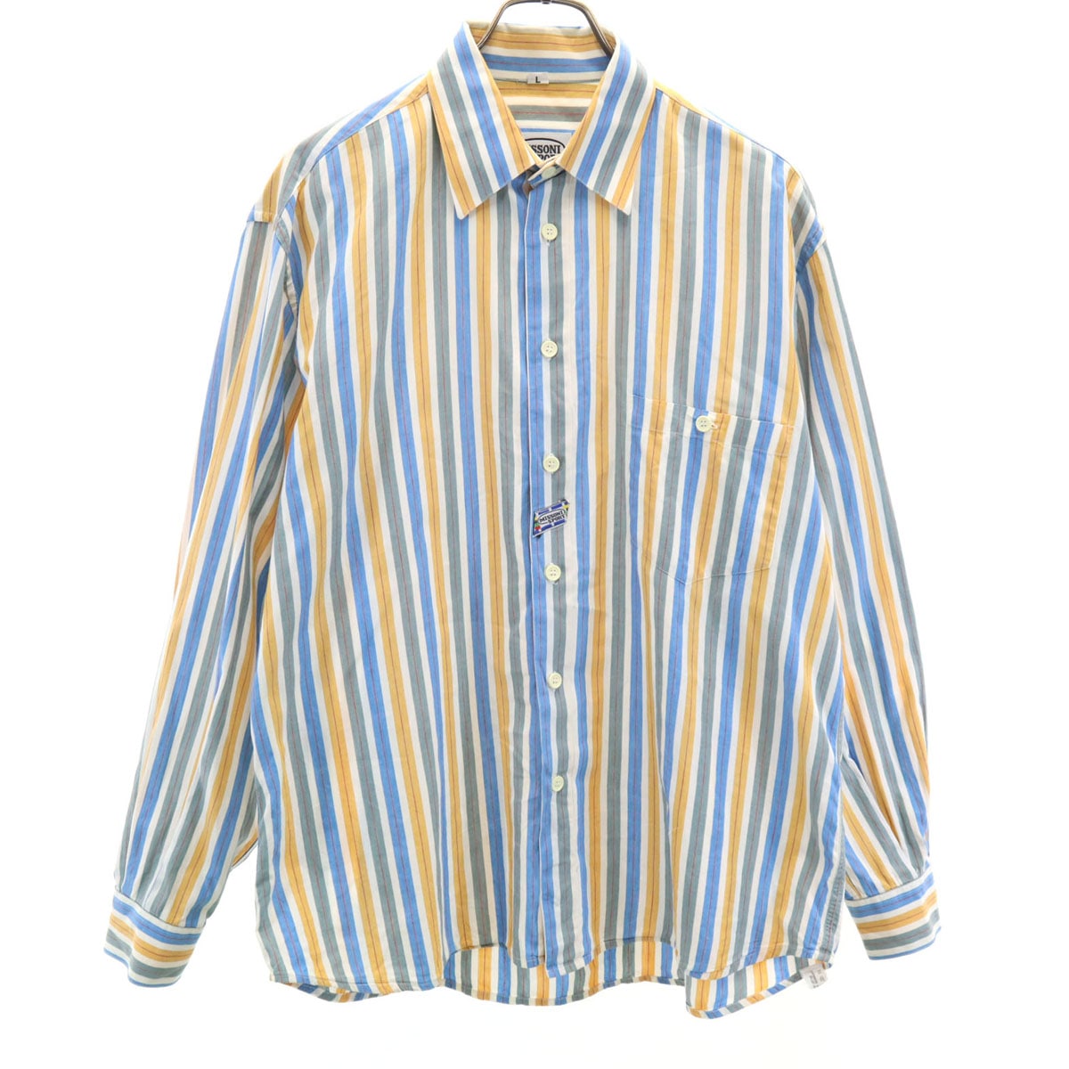 MISSONI SPORT ミッソーニスポーツ イタリア製 ストライプ柄 長袖 コットンシャツ L マルチ メンズ 古着 6,476円