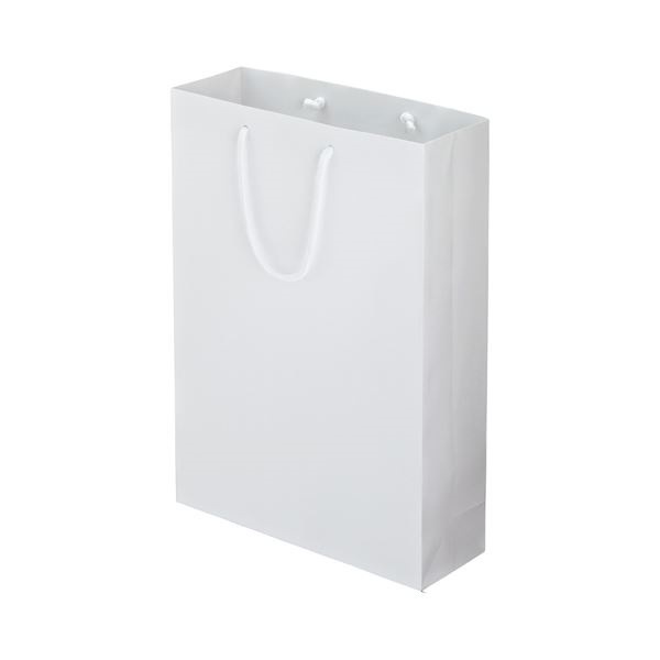 （まとめ） TANOSEE マットコート手提げ袋 L ヨコ320タテ450マチ幅110mm ホワイト 1パック（10枚） 5セット