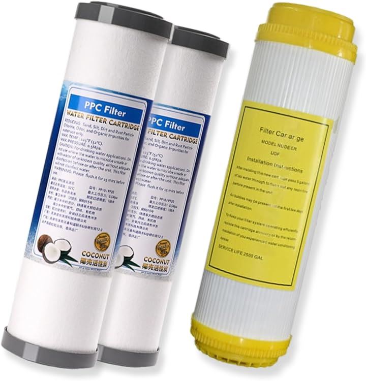互換品 社外 アクアリウム 水槽 浄水器 フィルター PPC2本 カチオン セット セディメント 焼結活性炭 吸着 軟水化 水草環境調整 10インチ(set_2)