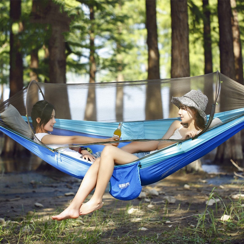 屋外 ダブル 蚊帳 ハンモッ ク耐力200KG
