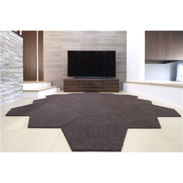 ラグタスタイルラグ タイルラグ ヘキサゴン DBR ダークブラウン [約50x43cm／10枚セット]