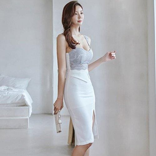 キャバドレス ナイトドレス ミディアムドレス ノースリーブ ワンピース 肌見せ レース レディース グラシア