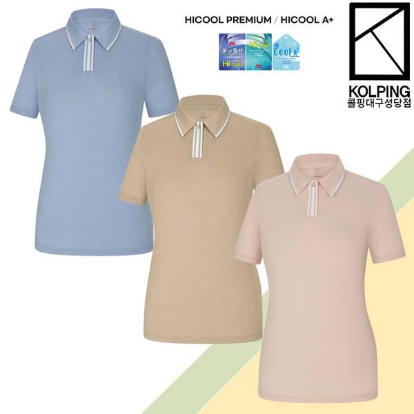 ベンドス 女性 夏 シアサッカー生地 半袖カラー Tシャツ KVT0583W