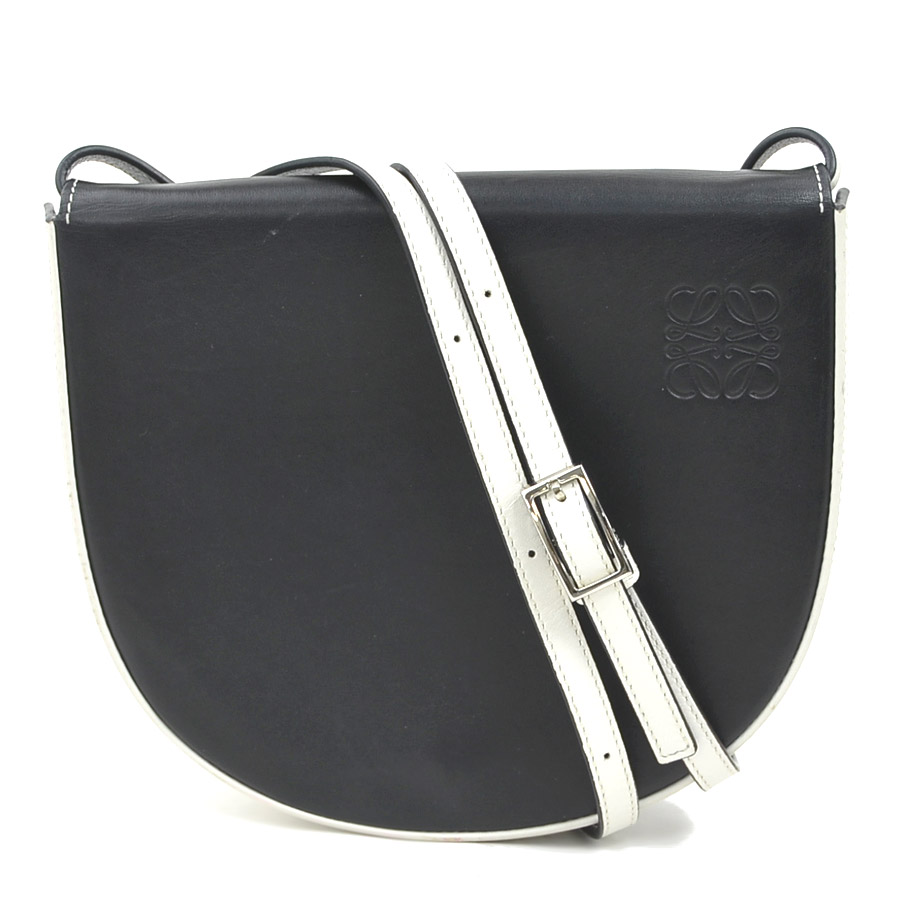 ロエベ LOEWE ショルダーバッグ ベルトバッグ ヒールバッグ レザー ブラック×ホワイト レディース h31904i