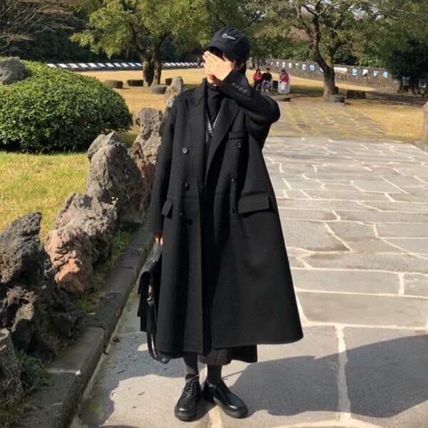 オーバーサイズ チェスターコート 韩国 ファッション レディース 黒コート 冬アウター コート レデ