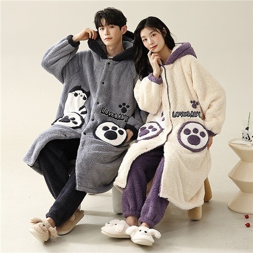 2024春新商品ペアパジャマ 冬 モコモコ 男女2着 セット カップル ペア ルームウェア 長袖 ペア パジャマ 夫婦 もこもこ メンズ ペアパジャマ カップル 秋 結婚祝い プレゼント ペアパジャマ