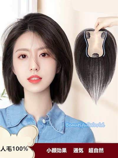 Qoo10] 部分ウィッグ 人毛100％ ウィッグ レ