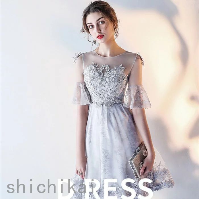 ミニ Aライン 袖あり 結婚式 披露宴 花嫁 ホワイトデー 卒業式 二次会 二次会ドレス お呼ばれドレス フレア WILLS パーティドレス パーティードレス 成人式 ドレス ドレス THOM