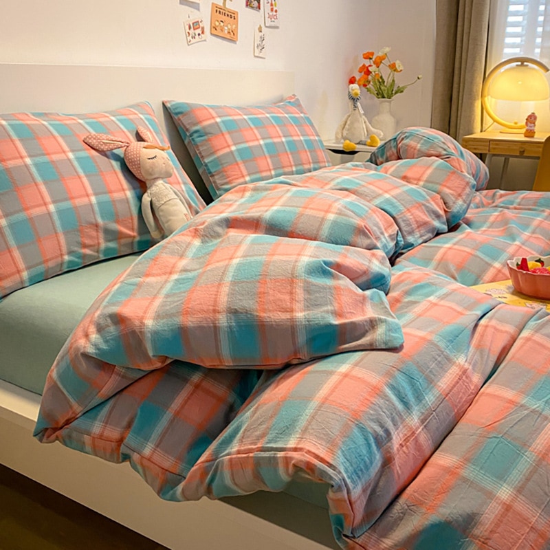 Qoo10] 北欧風純綿ベッド4点セット綿100夏風掛 : 寝具・ベッド・マットレス