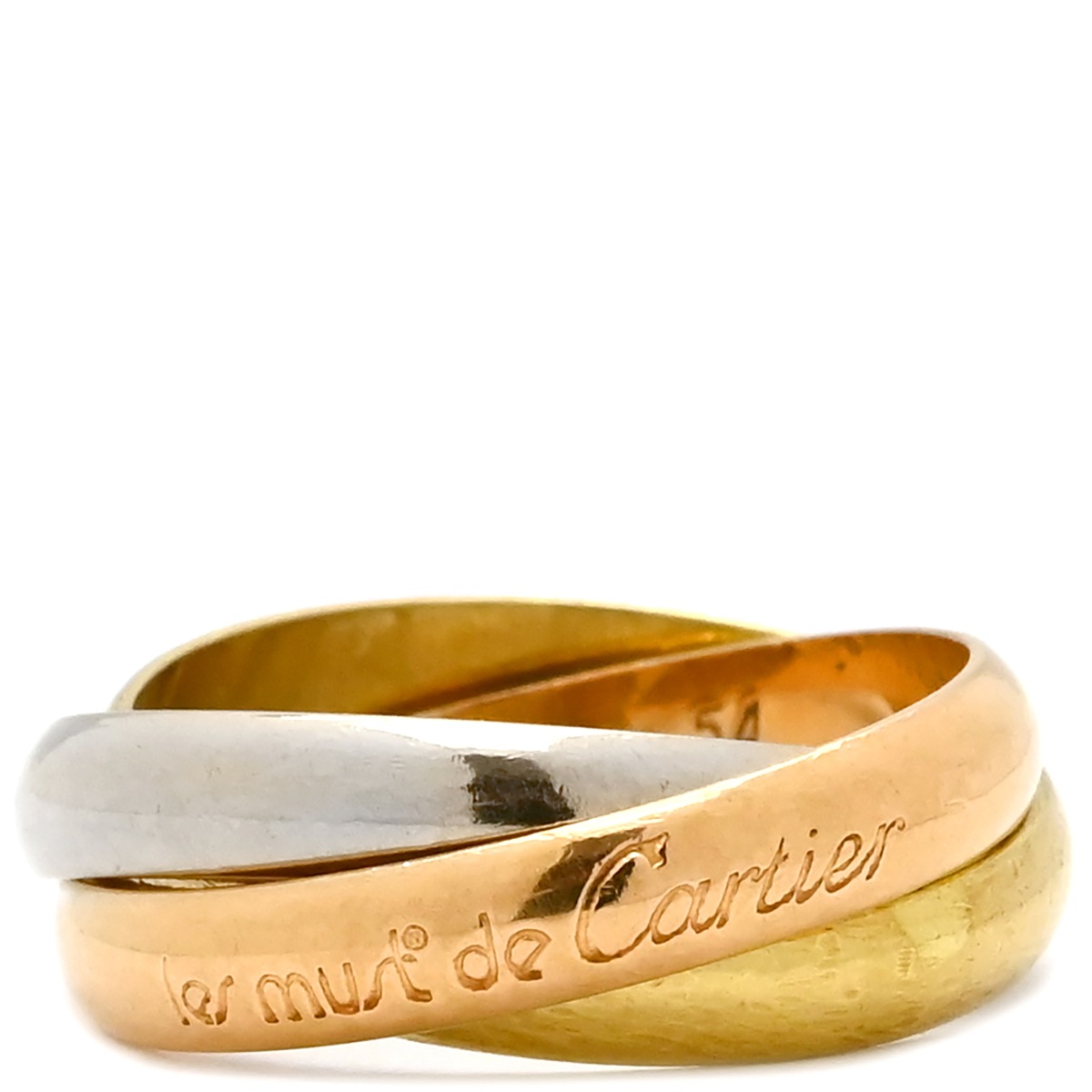 カルティエ Cartier リング 指輪 トリニティ クラシック K18WG K18YG K18PG ホワイトゴールドXイエローゴールドXピンクゴールド #54(JP14) 3連 3カラー 13号【中