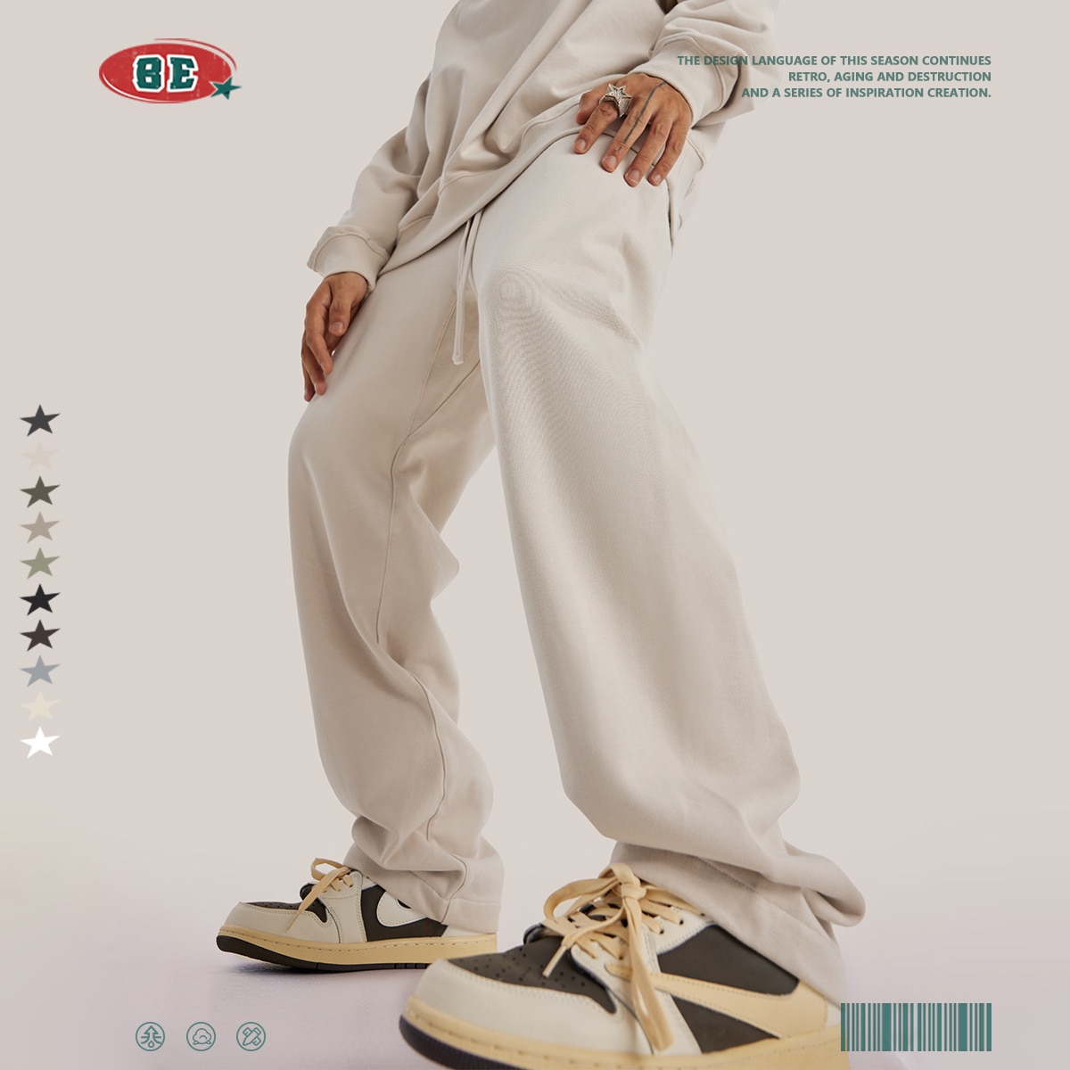 秋冬 ズボン韓国カジュアルパンツ ロングパンツ メンズ オーバーオール 原宿 スポーツ ワイドレッグパンツ ゆったり ストレート 春夏秋冬大地色重ポンド400gカジュアル長ズボン潮牌ゆるいストレートパ