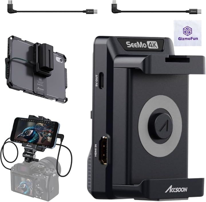 日本語マニュアル付 SeeMo 4K ビデオカメラの映像を iPhone iPad で表示できる 画像 伝送 コネクタ HDMI 30FPS / 1080p 60FPS(ブラック)