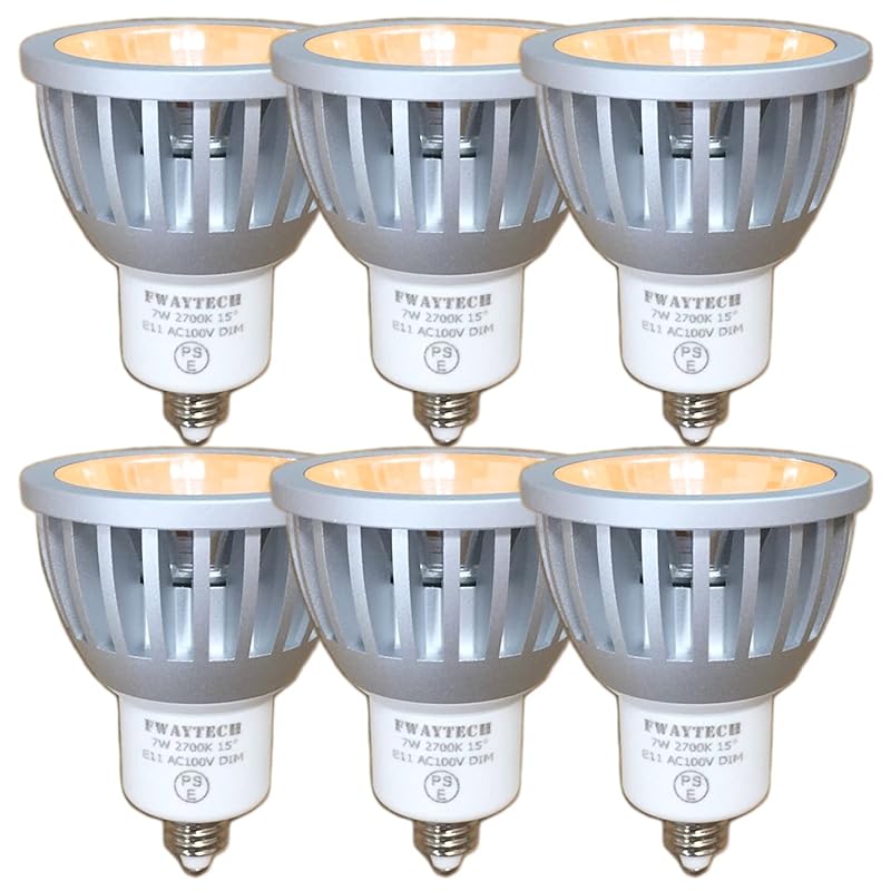 Fwaytech LEDスポットライト E11 狭角 調光対応 COB7W ダクトレールLED ハロゲン電球形 60W75W相当 狭角15度 密閉器具対応 ダイクロハロゲン 6個セット (電球色相当