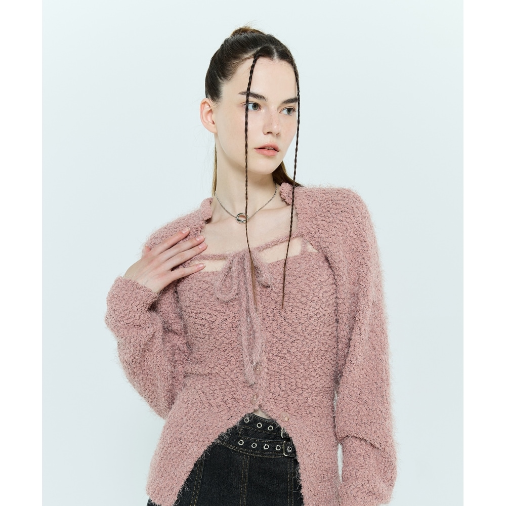 LARTIGENT L6 ボレロ＆ビスチェニットセット(ピンク)