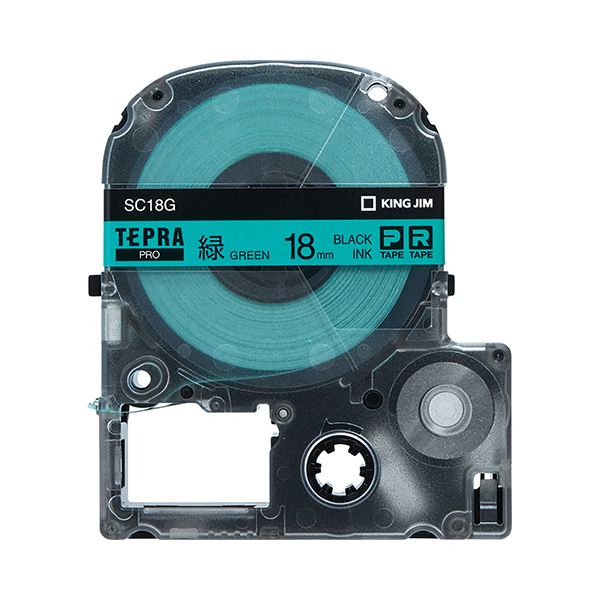 (まとめ) キングジム テプラ PRO テープカートリッジ パステル 18mm 緑／黒文字 SC18G 1個 (×10セット)