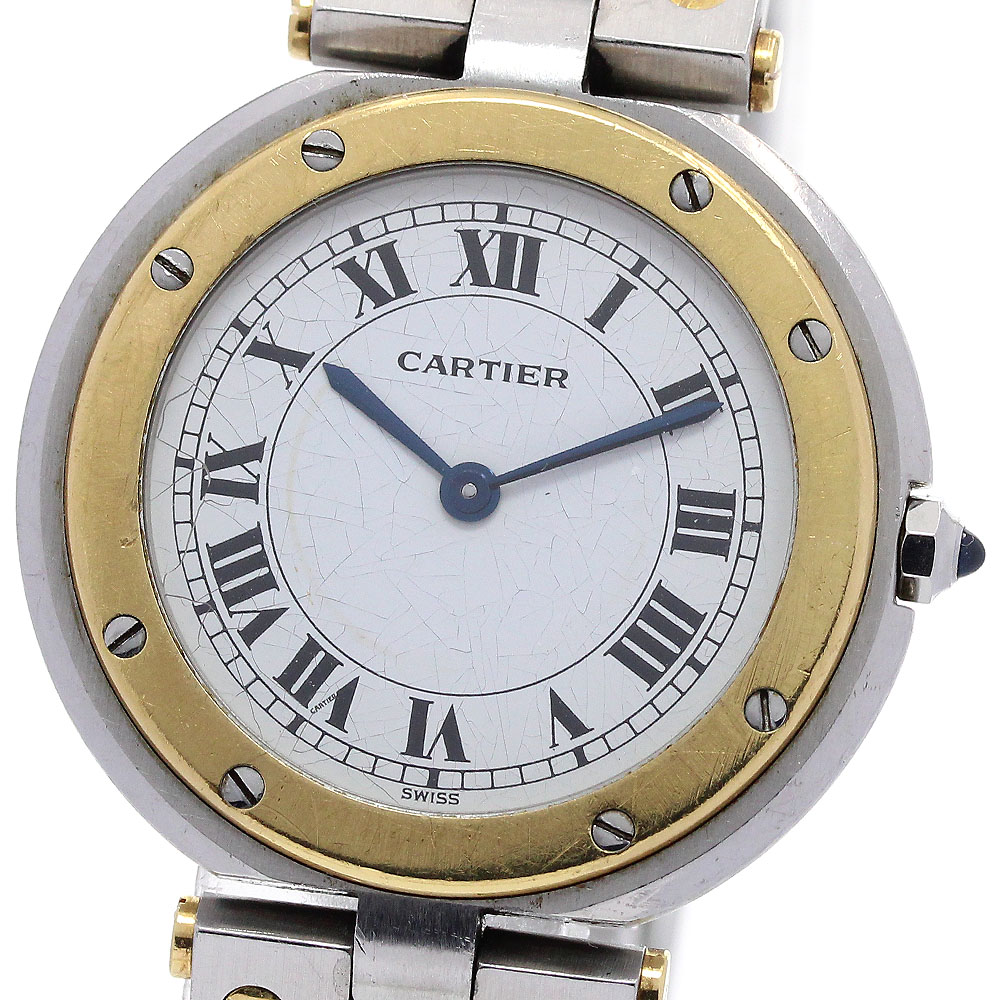 訳あり カルティエ CARTIER サントスラウンド LM クォーツ メンズ _846985【中古】