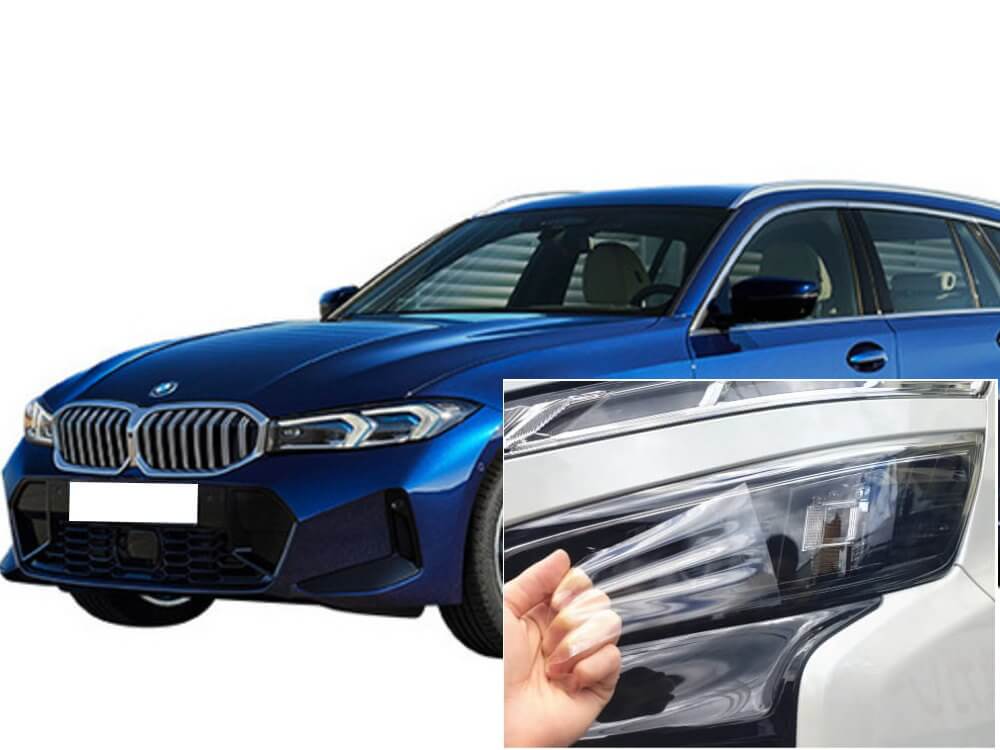 ヘッドライトプロテクションフィルム (BMW 3シリーズ ツーリング G21型後期) 車種専用 カット済み 左右セット ヘッドライト保護