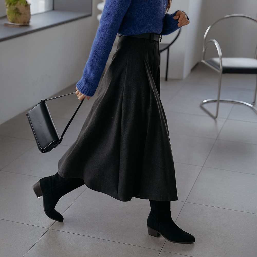 ベルトセットプリーツロングスカート