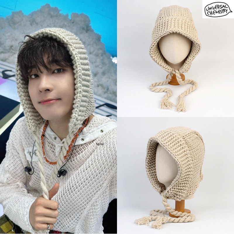[SEVENTEENウォヌ着用]Rope Beige Knit Bonnet Hat