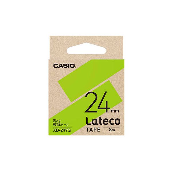 (5個セット) カシオ計算機 Lateco専用詰替用テープ/黄緑に黒文字/24mm XB-24YGX5