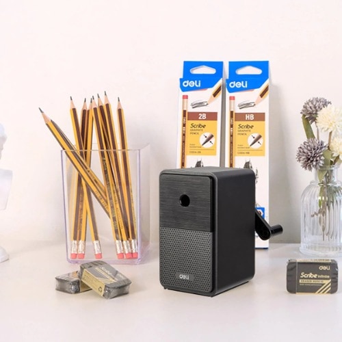 デリーレトロ鉛筆削りセット - ダークグレー鉛筆消しゴム筆記用品学用品事務用品学校準備ギフト