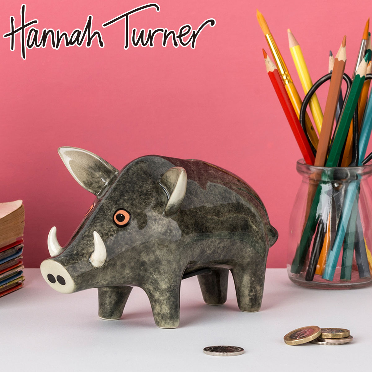 貯金箱 Hannah Turner ハンナターナー 貯金 置き物 オブジェ インテリア イノシシ アニマル 動物 ディスプレイ いのしし 取り出し口 小銭 硬貨 動物貯金箱 コインバンク 6,820円