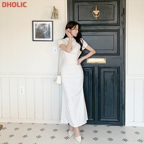 [メガ割りSALE]起毛モックネックシャーリング半袖マキシワンピース