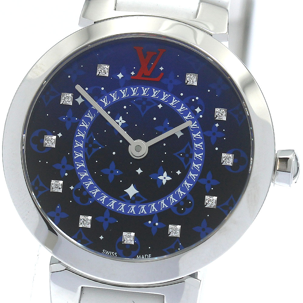 ルイ・ヴィトン LOUIS VUITTON QA171 タンブール スリムPM 神戸店限定 11Pダイヤ クォーツ レディース 極美品 箱・保証書付き_876497【中古】