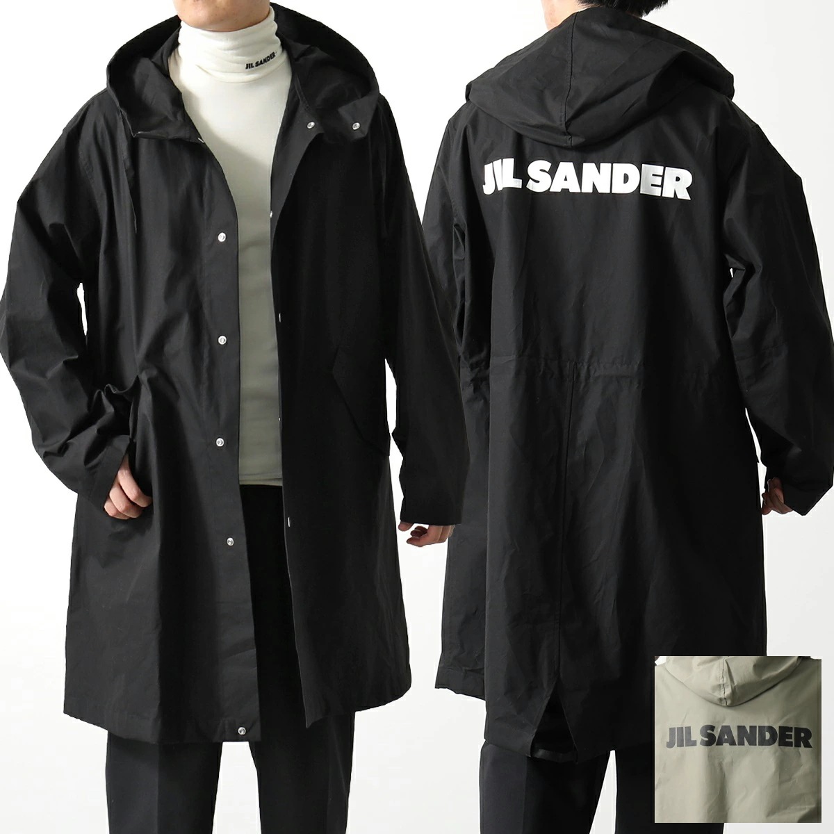 JIL SANDER ジルサンダー ロングコート J23AA0008 J45070 メンズ フード付き フーディ コットンポプリン パーカー ロゴ カラー2色