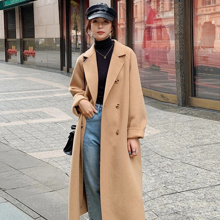 Chio2ndウールコートアウターロングコートトレンチコートチェスターコートレディース大きいサイズAライン秋春秋黒カーキ