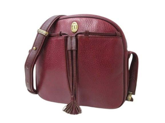 カルティエ ショルダーバッグ マストライン レザー - ボルドー ハンドバッグ ショッピングバッグ トートバッグ 鞄 ブランド 斜め掛け 肩掛け 上品 通勤通学 高級【本物保証】