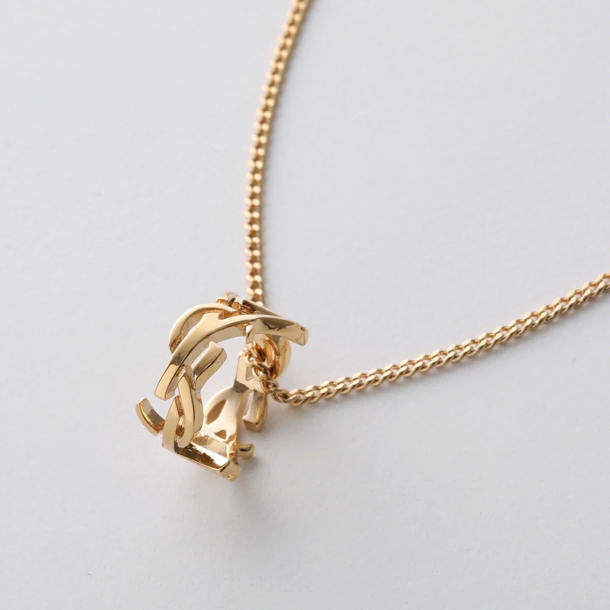 SAINT LAURENT サンローラン ネックレス 822754 Y1500 レディース チェーン カサンドラ YSLモノグラム ツイスト ペンダント ブラス アクセサリー 8030