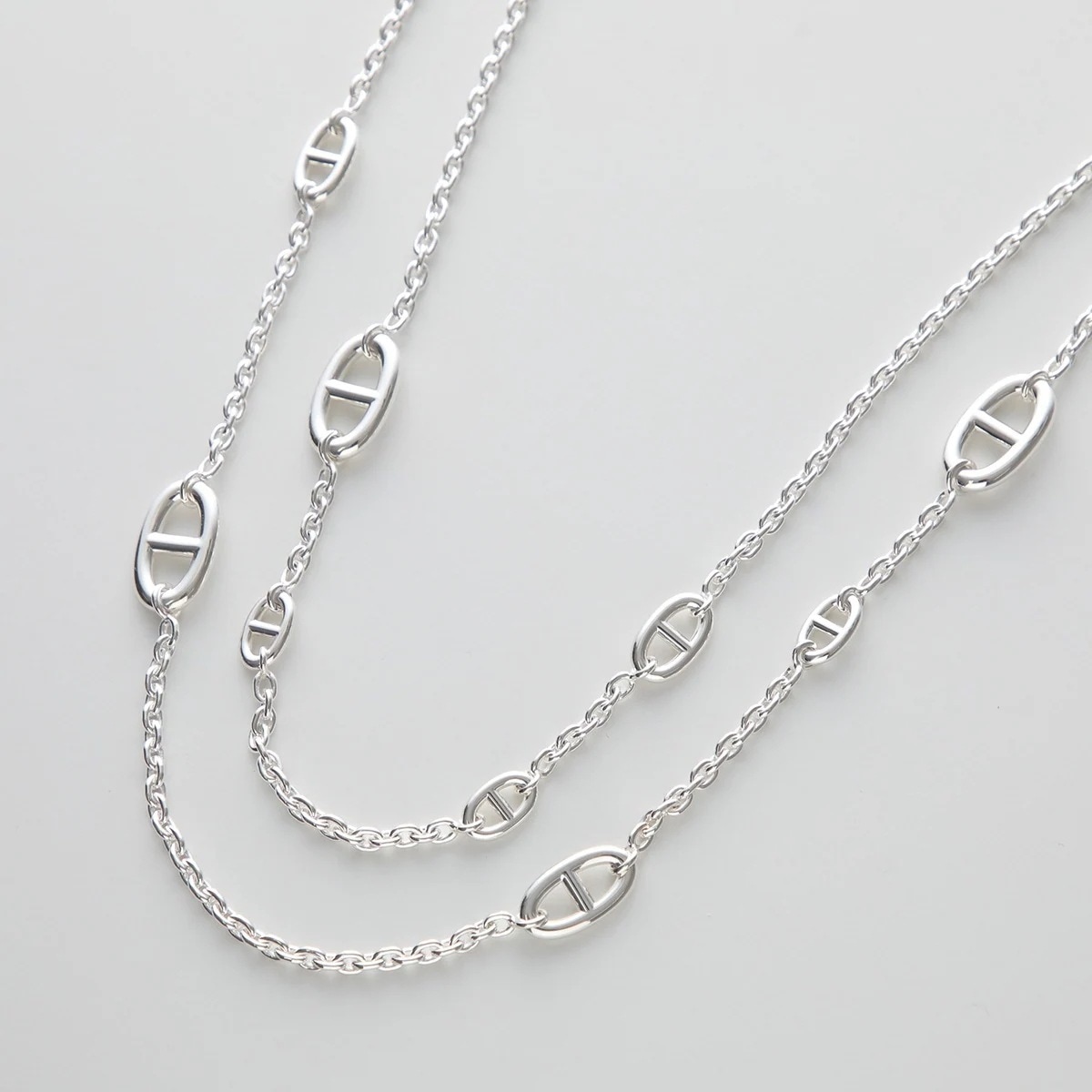 HERMES エルメス ロングネックレス ファランドール Farandole Long Necklace 120cm シェーヌダンクル チェーン silver9