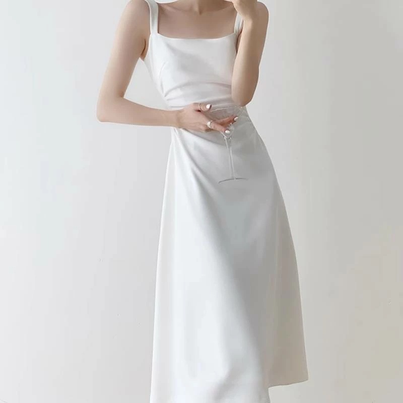 レディース スカート ワンピース ドレス ロングスカート ミモレ 袖なし ノースリーブ スクエアネック 襟なし Aライン かわいい 大人可愛い きれいめ シンプル カジュアル 上品 おしゃれ かっこい