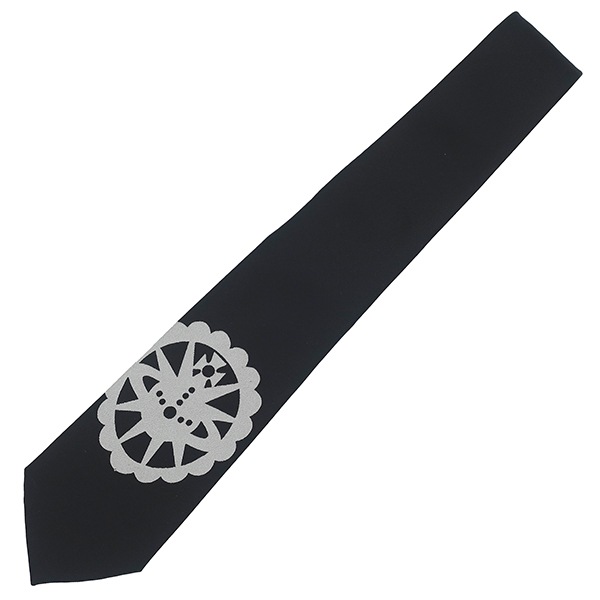 ヴィヴィアンウエストウッド Vivienne Westwood ネクタイ オーブ モチーフ 7.5cm シルク ブラック×グレー 黒 【中古】