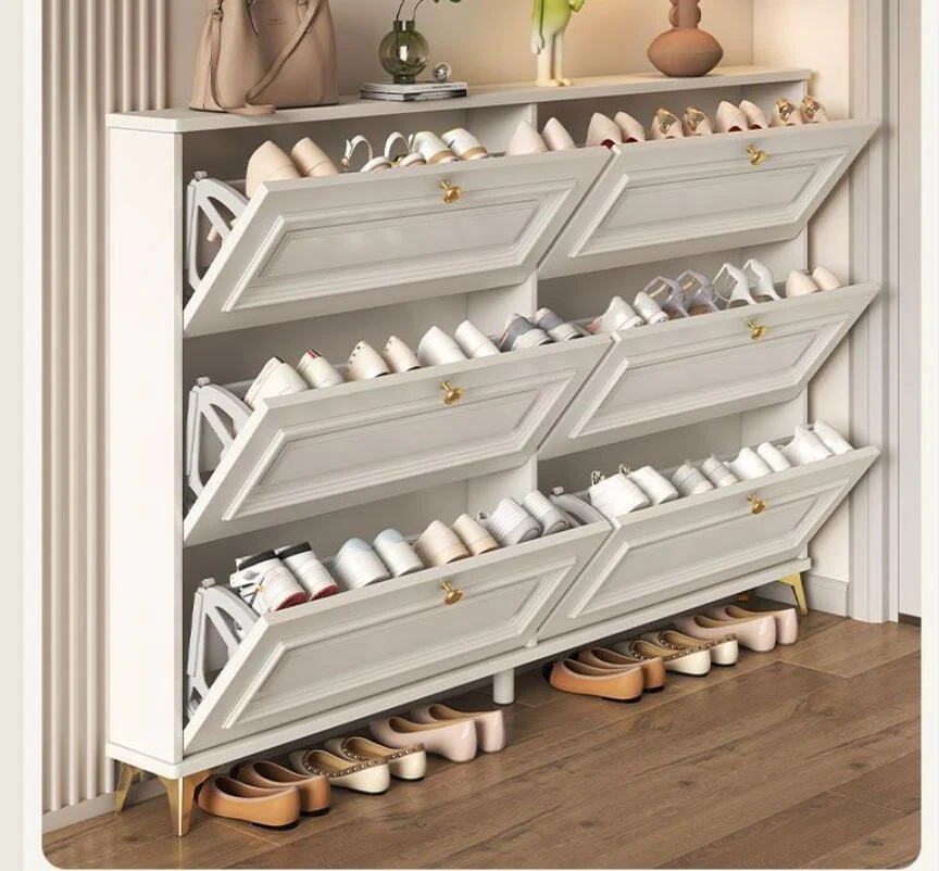クリーム風シューズラック　家庭用玄関大容量玄関キャビネット玄関簡易収納靴