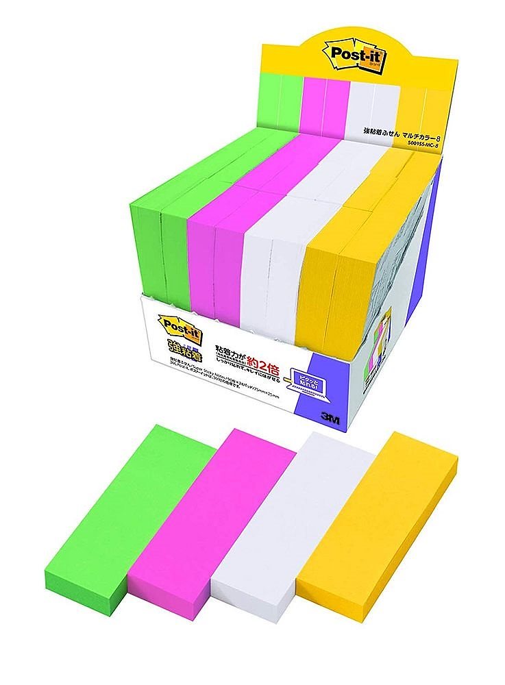 （まとめ買い）ポストイット 強粘着ふせん マルチカラー8 増量パック 75x25mm 90枚x24パッド 5001SS-MC-8 [x3]