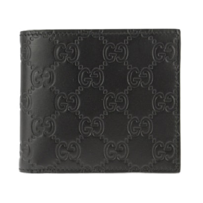 GUCCI 365467-CWC1R-1000 グッチ 二折小銭財布 グッチシマレザー ブラック