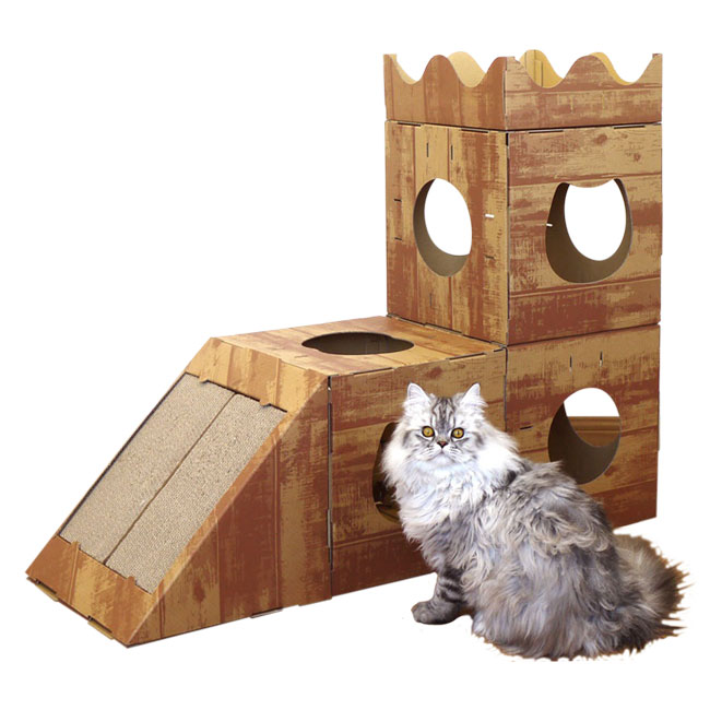 キャットボックス 猫タワー 爪研ぎ 4個セット 猫グッズ 猫ちゃん くつろぎタイム 爪とぎ 段ボール素材 環境に配慮 リラックス ストレス解消 運動不足解消/CTW0001キャットタワーセット