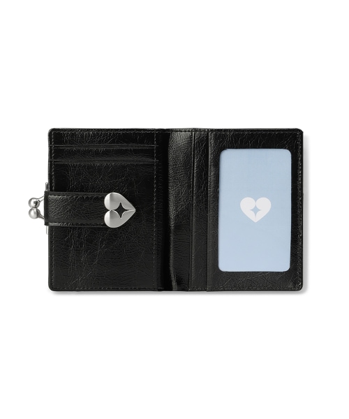 【FENNEC】 CRINKLE HEARTY FRAME BRIDGE WALLET - BLACK 財布 正規品