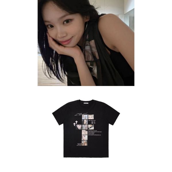 Fancy club/Lesserafim chaewon wear/DAMAGE FEARLESS TEE (ブラック)