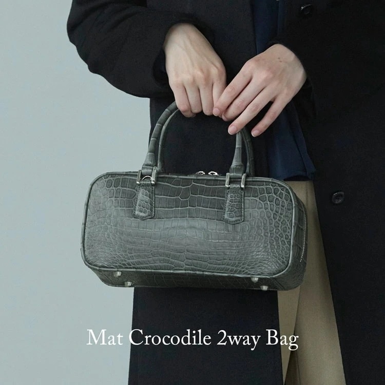 クロコダイル マット加工 2way ミニボストンバッグ レディース ミニバッグ ハンドバッグ 2wayバッグ わに革 ワニ革 ギフト プレゼント (06001913r)